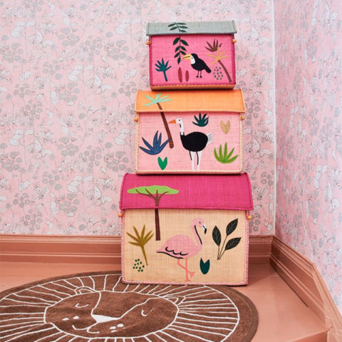 RICE Spielzeugkorb klein „Jungle Pink Tukan“ | Lili & Milou - Kidstore