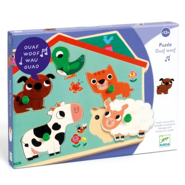 Djeco Holzpuzzle Ouaf Woof Sound – Bild 2