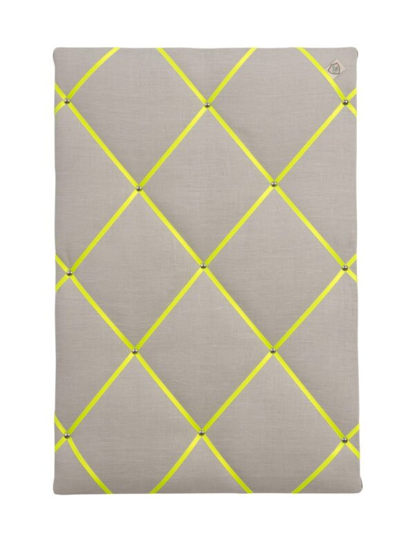 Paula & Ferdinand Memoboard Leinen hellgrau - Neon gelb