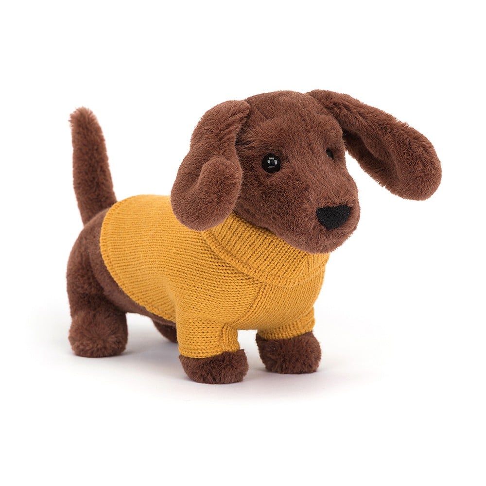 Jellycat Sweater Sausage Dog Yellow Lili Milou Kidstore Kinder Babys