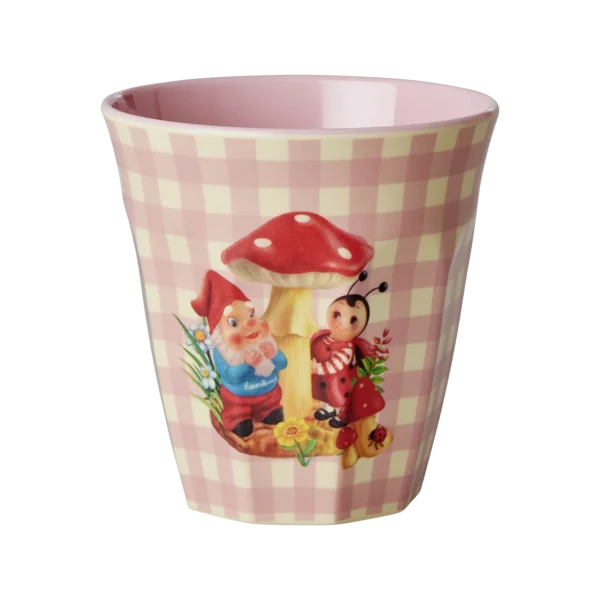 Rice Mittelgroße Melamin Becher - Rosa - "Love Therapy" Gnom Druck