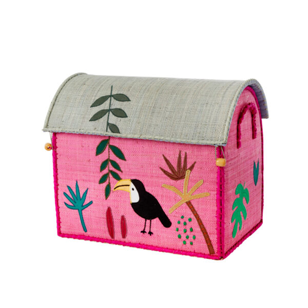 RICE Spielzeugkorb Jungle Pink klein