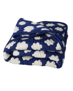 Rice Kids Quilted Cotton Plaid in Heart Cream and Blue