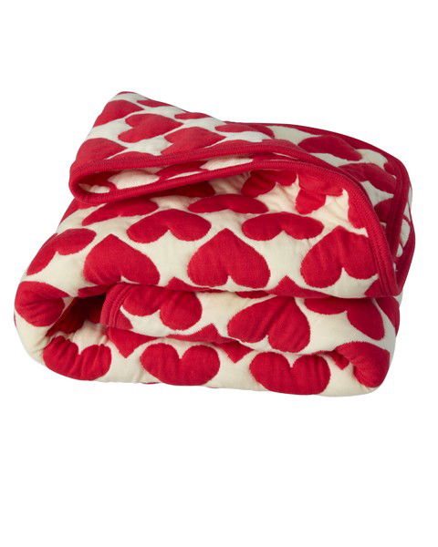 Rice Kids Quilted Cotton Plaid in Heart Cream and Red