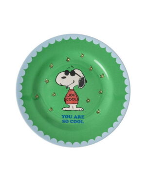 Rice-Melamin Runder Kinderteller mit Grün Snoopy Print