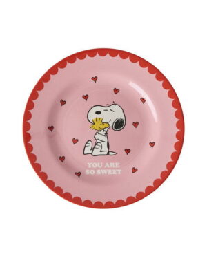 Rice-Melamin Runder Kinderteller mit Pink Snoopy Print
