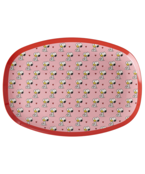 Rice-Großer Rechteckiger Teller in Pink mit Snoopy Print