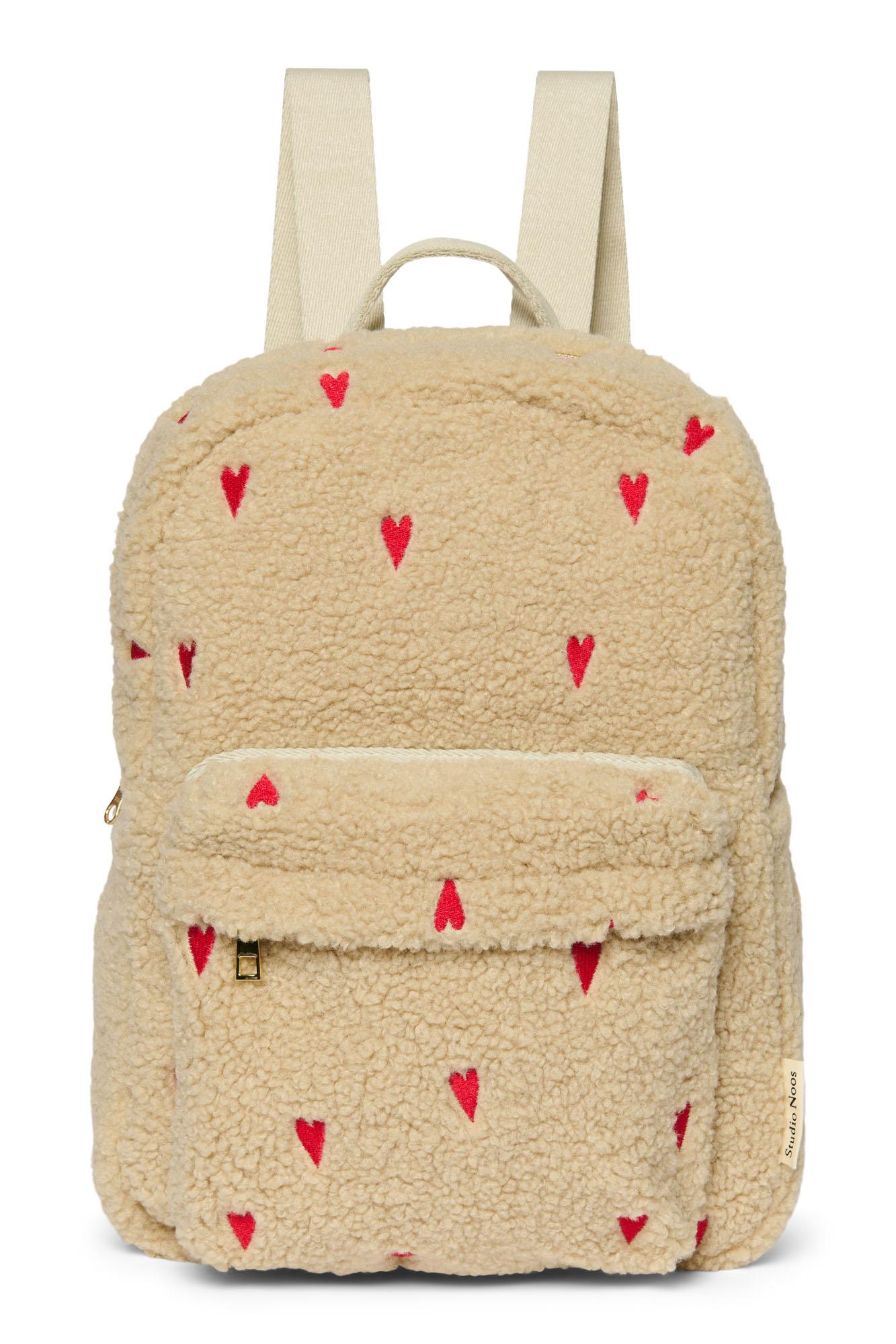 Noos - Ecru Hearts Teddy Midi-Rucksack
