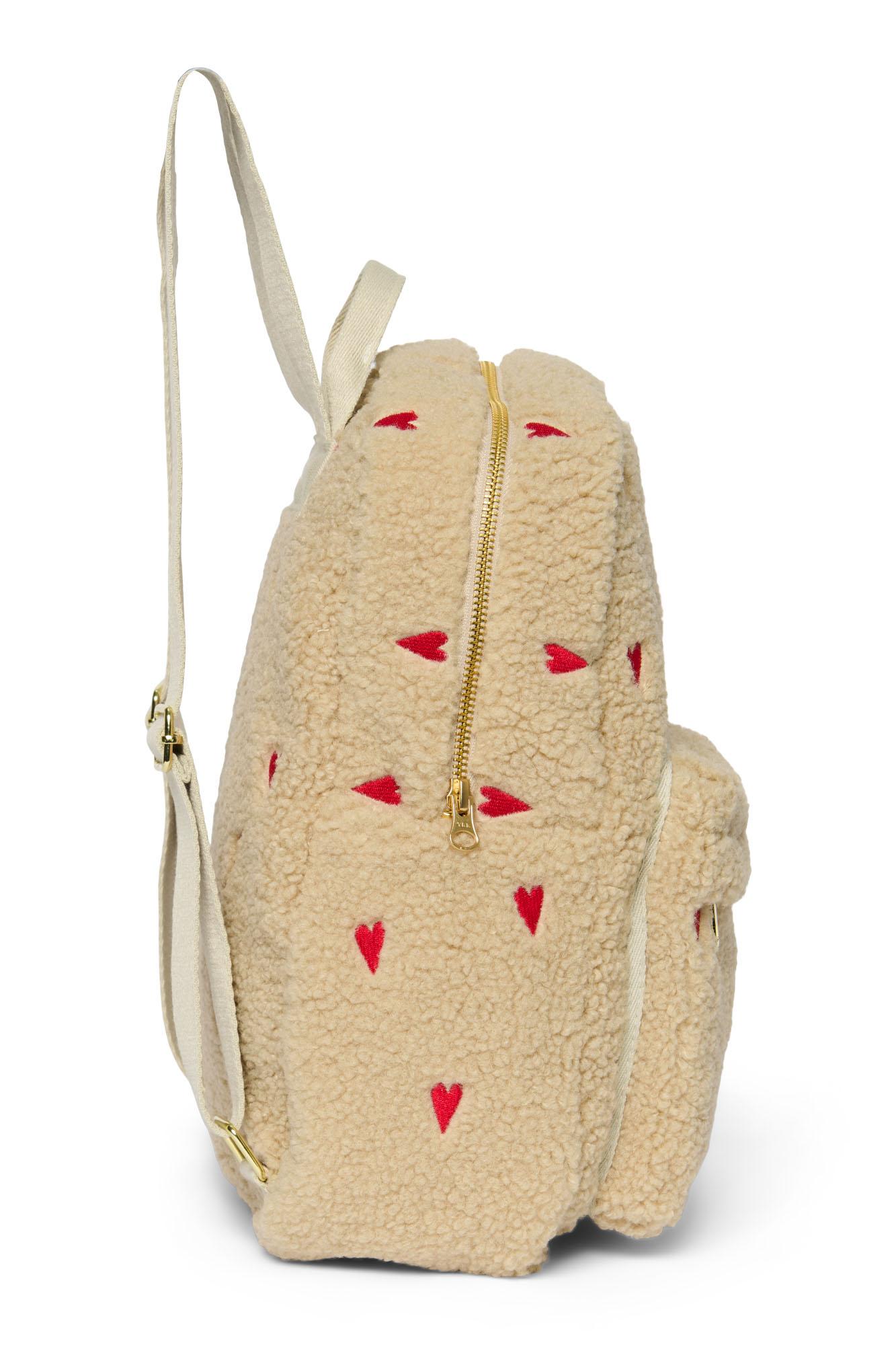 Noos - Ecru Hearts Teddy Midi-Rucksack – Bild 3