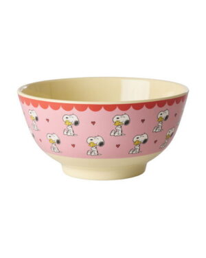 Rice - Mittelgroße Melanine Schüssel mit Pink Snoopy Print